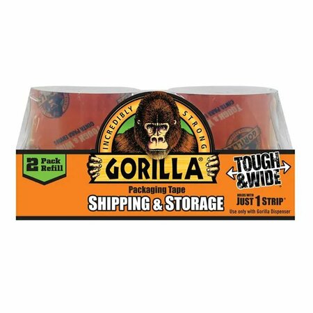 Gorilla Glue 2.83" x 30 Yds Clear Gorilla Tape Shipping Tape Refill, PK 2 6030402
